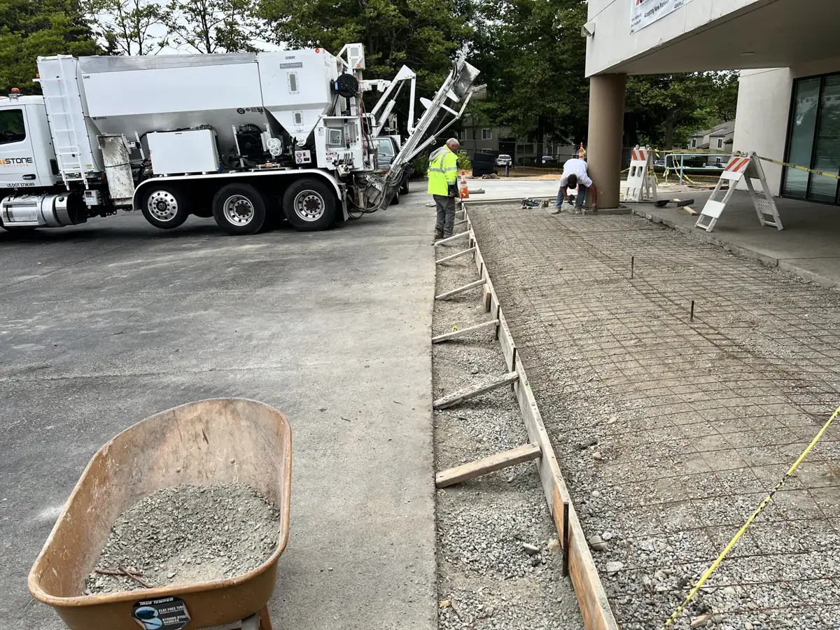Forming and placing a new commercial sidewalk