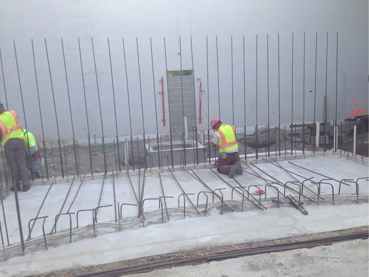 Foundation wall reinforcing ready for inspection