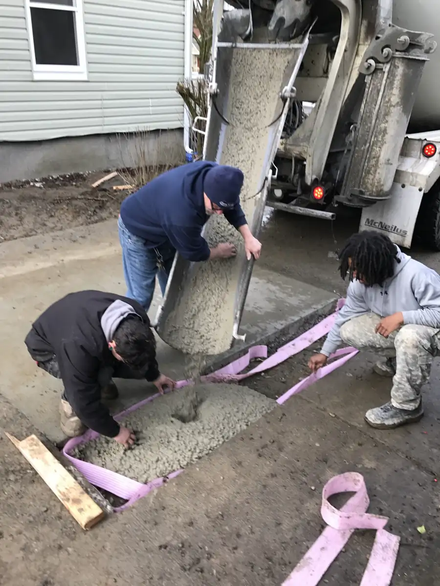 Placing concrete for a sewer repair, Tacoma