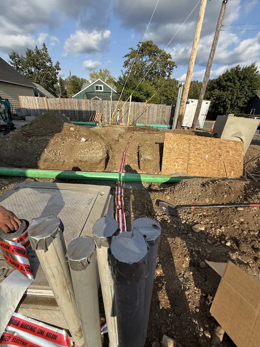 Utility risers and service penetrations, backfill ready