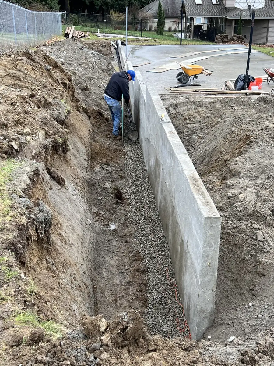 Finished cast-in-place retaining wall before backfill